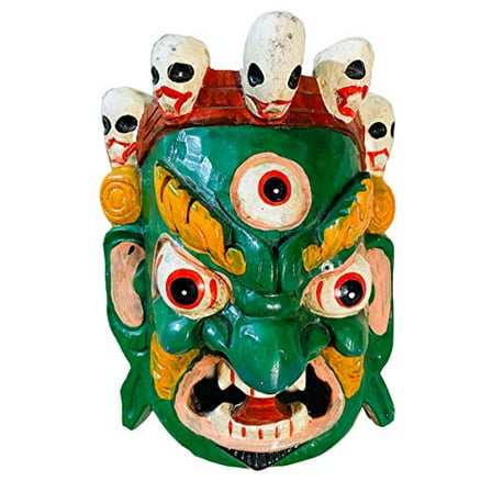 QT S Bhairab Hand Crafted Wooden Wall Decor Mask of Bhairab Mahankal For Decorative Wall Hanging Lord Mahakal Bhairab Wooden Wall Decor Sculpture Mask Handmade In Nepal