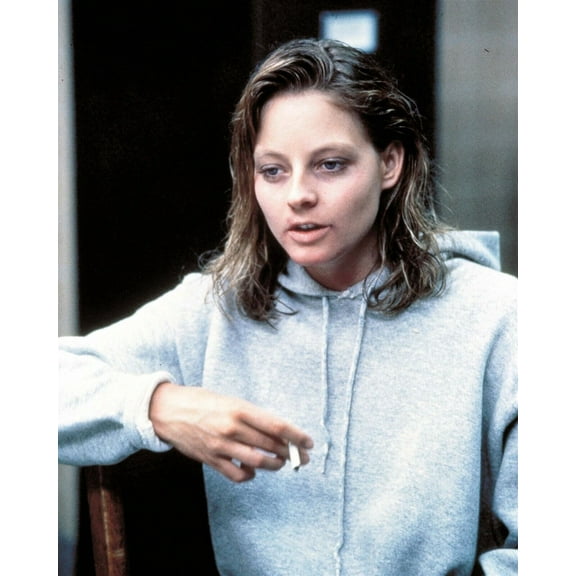Jodie Foster in grey sweat shirt smoking cigarette 1988 The Accused 5x7 photo