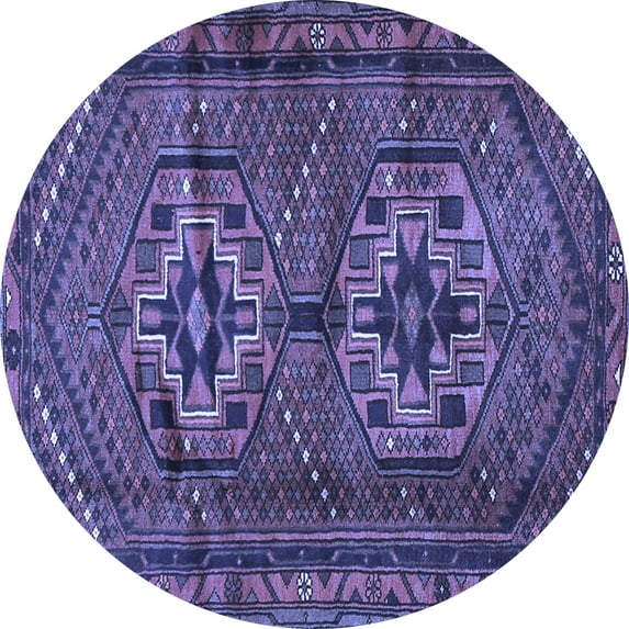 Ahgly Company Machine Washable Indoor Round Persian Blue Traditional Area Rugs, 3' Round