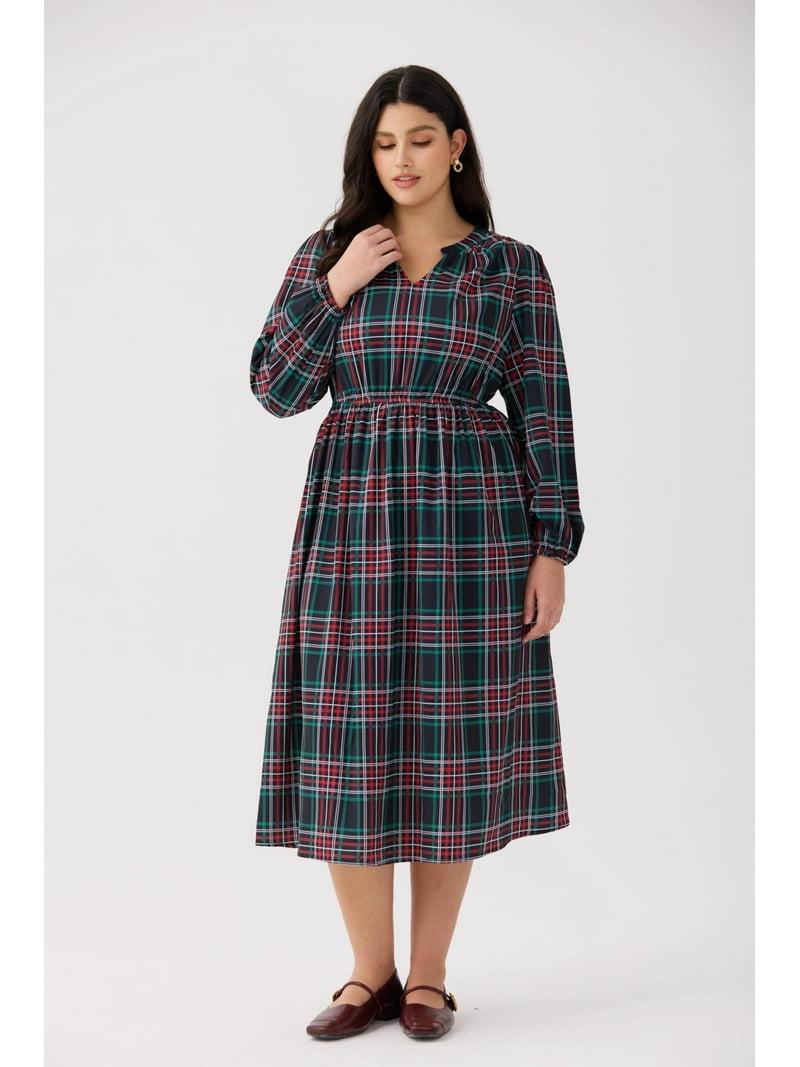 white christmas dresses Restocked! City Sidewalks Plus-Size Tartan Ruffle Mini Dress Xs main image 0