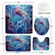thumbnail image 2 of Juego de 4 cortinas de ducha con medusas oceánicas, alfombras, tapa de inodoro, cortina de ducha con ganchos, diseño de medusas luminosas del mundo submarino mágico, divertidos animales acuáticos, 2 of 6