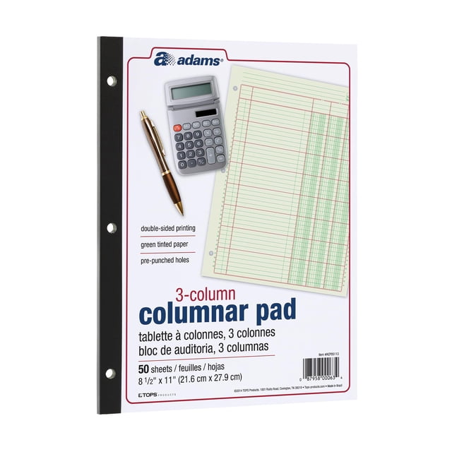 Bloc de análisis columnar Adams ACP85113, 3 columnas, 21 x 29,7 cm