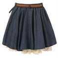 thumbnail image 2 of Girls Navy Ivory Lace Hem Pearl Accented Belted Skirt 7/8, 2 of 2