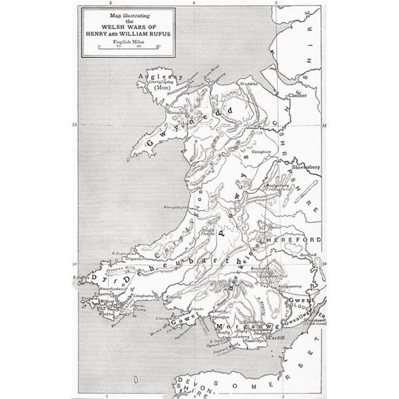 Posterazzi DPI1877891 Map Illustrating The Welsh Wars of William Rufus & Henry I From The Book Short History of The English People by J.R. Green Published London 1893 Poster Print, 11 x 18