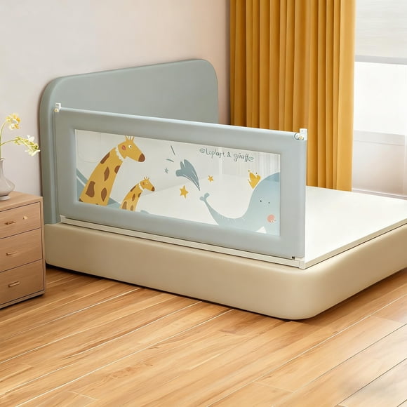 Corral para Bebe 1.8M, Corralito Gimnasio de Juego para Cama Plegable de Altura Ajustable de 30 Velocidades, Seguridad Botón, Adecuada para Varios Bases, 180 X 93 cm (Gris Jirafa)