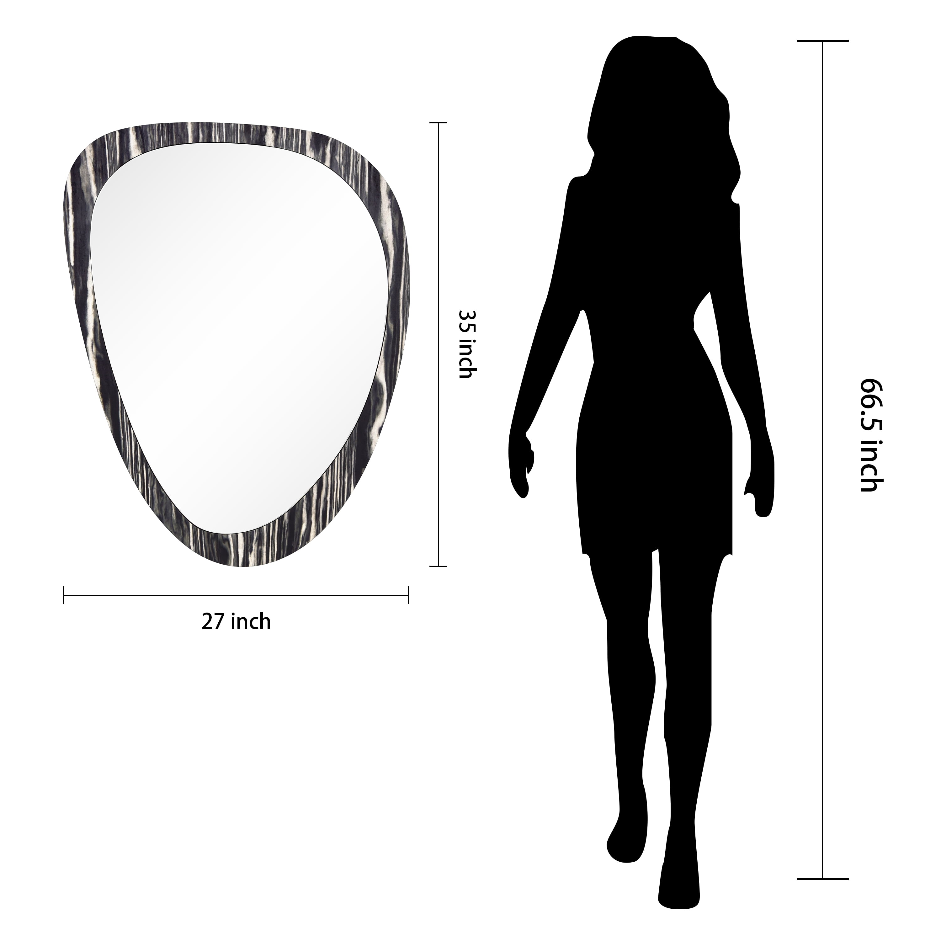 "Contour Harmony Wall Mirror", 35"x27" Irregular Mirror Featuring a 31"x23" Center Mirror, on an Exotica Stained Veneer 2" Frame