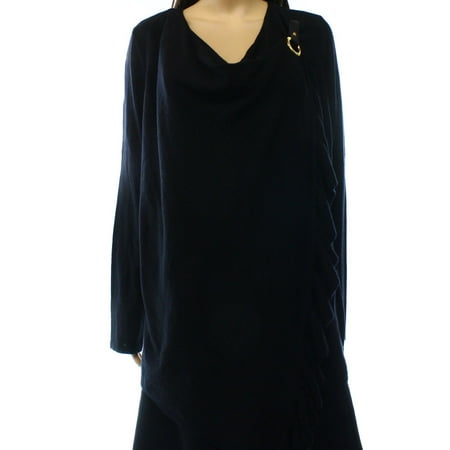 Ruffle Neck Wrap - INC NEW Black Deep Women's Size Small S Cowl Neck Ruffled Wrap Sweater