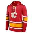 thumbnail image 2 of Men's Fanatics Jonathan Huberdeau Red Calgary Flames Name & Number Lace-Up Pullover Hoodie, 2 of 3