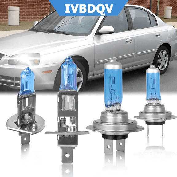 For Hyundai Elantra 2001 2002 2003, H1 High Beam   H7 Low Beam Halogen Light Bulb Combo, Pack of 4