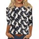 thumbnail image 1 of Camiseta holgada con estampado de manga 3/4 y cuello redondo informal a la moda para mujer, 1 of 5