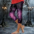 thumbnail image 2 of YDFCWXW Women's Cute Halloween Pumpkin Printed Tummy Control Elastic Waist Yoga Pants Workout Capri Leggings for Women Light Purple, XL, 2 of 5