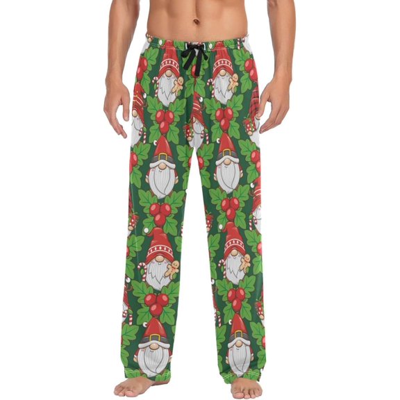 GZHJMY Christmas Santa Pajama Pants for Men, Lounge Pants Lightweight Men Pajama Bottoms with Drawstring Pockets, Christmas New Year Birthday Gifts, Medium