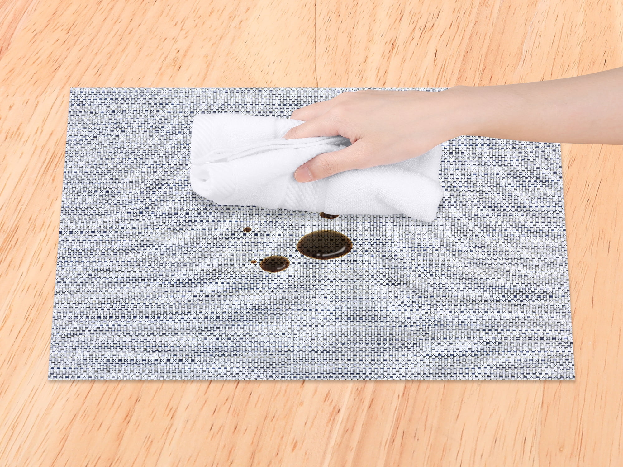 Unique Bargains Set of 6 Polyvinyl Chloride Solid Placemats Blue 18*12in