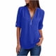 thumbnail image 1 of Blusas Umfun para mujer, de manga larga, con cremallera, estilo informal, con cuello en V, enrollables, color azul oscuro, talla XL, 1 of 5