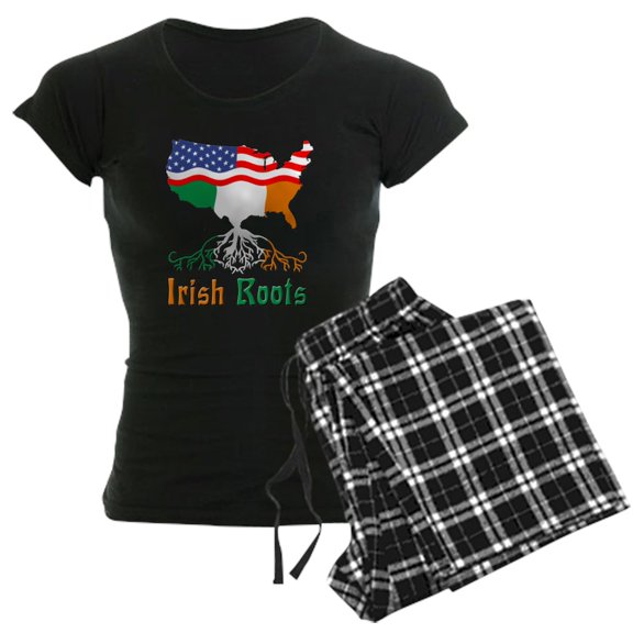 CafePress - American Irish Roots Women's Dark Pajamas - Women's Short Sleeve Print T-Shirt and Pants Dark Cotton Pajama Set