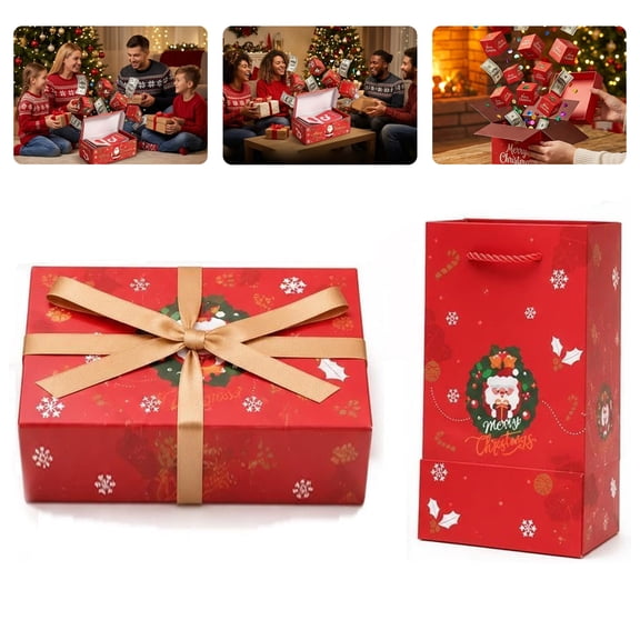 Christmas Explosion Gift Box, Surprise Bouncing Gift Box with 20 Pop Up Boxes, DIY Money Gift Holder for Christmas, Birthday & Special Occasions