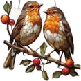 thumbnail image 2 of Beautynvta Stained Glass Bird Suncatcher - Pair of Robins on Branch with Red Berries Window Hanging Decor for Home Garden Patio, Bird Lover Gift, 2 of 6