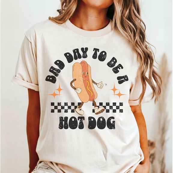 Funny Hotdog Shirt, Retro Cartoon Shirt, July 4th Shirt, Hot Dog TShirt