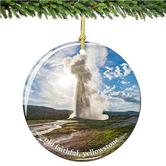 City-Souvenirs Old Faithful Yellowstone Christmas Ornament, Porcelain 2.75 Inch Old Faithful Christmas Ornaments