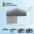 thumbnail image 4 of 10x20 Ft Heavy Duty Pop Up Canopy Tent with 6 Removable Mesh Sidewalls, Industrial-Grade Steel Frame, Weatherproof UV-Reflective Roof, One-Person Setup, Outdoor Event Shelter, Gray, 4 of 6