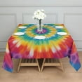 thumbnail image 3 of Rainbow Tie Dye Mandala Pattern Square Tablecloth,Waterproof Square Table Cover,Wipeable Spillproof Washable Table Cover for Home Kitchen Party Decor 42"X42"(107x107cm), 3 of 6
