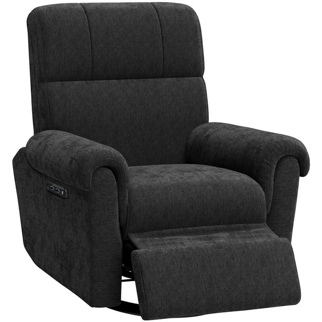 HOMCOM Fauteuil Inclinable Électrique, Fauteuil Inclinable Rembourré avec Ports USB, Noir