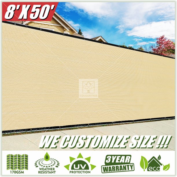 ColourTree 8' x 50' Privacy Fence Screen Fence Cover Fabric Mesh Beige Commercial Grade 170