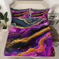 thumbnail image 2 of Feelyou Modern Marble Stone Bed Sheets for Adult, Abstract Artwork King Sheets, Purple Gold Marbling Sheet Set, Super Cozy Room Decor, 4 Pieces, 2 of 7