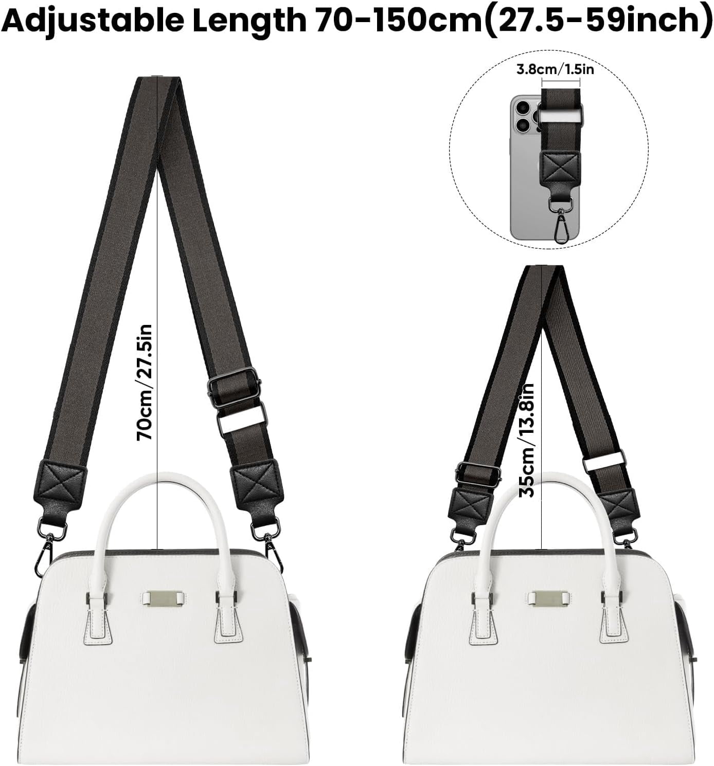 NANAHuang Purse Strap Wide Replacement Crossbody Bag Straps, 1.5" Canvas Handbag Shoulder Strap, Adjustable Tote Belt