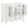 thumbnail image 5 of Dasun 36'' Bathroom Vanity without Countertop,Solid Wood Frame Bathroom Storage Cabinet Only, Freestanding Vanity with 4 Soft Closing Doors& 2 Drawers, White, 5 of 5