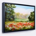 thumbnail image 1 of Designart - Poppy Field with Sky - Landscape Art Print Framed Canvas, 1 of 4