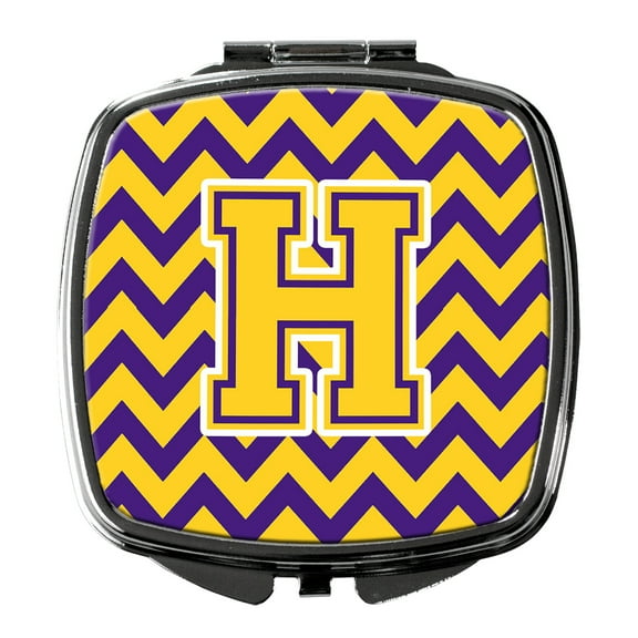 Letter H Chevron Purple and Gold Compact Mirror CJ1041-HSCM