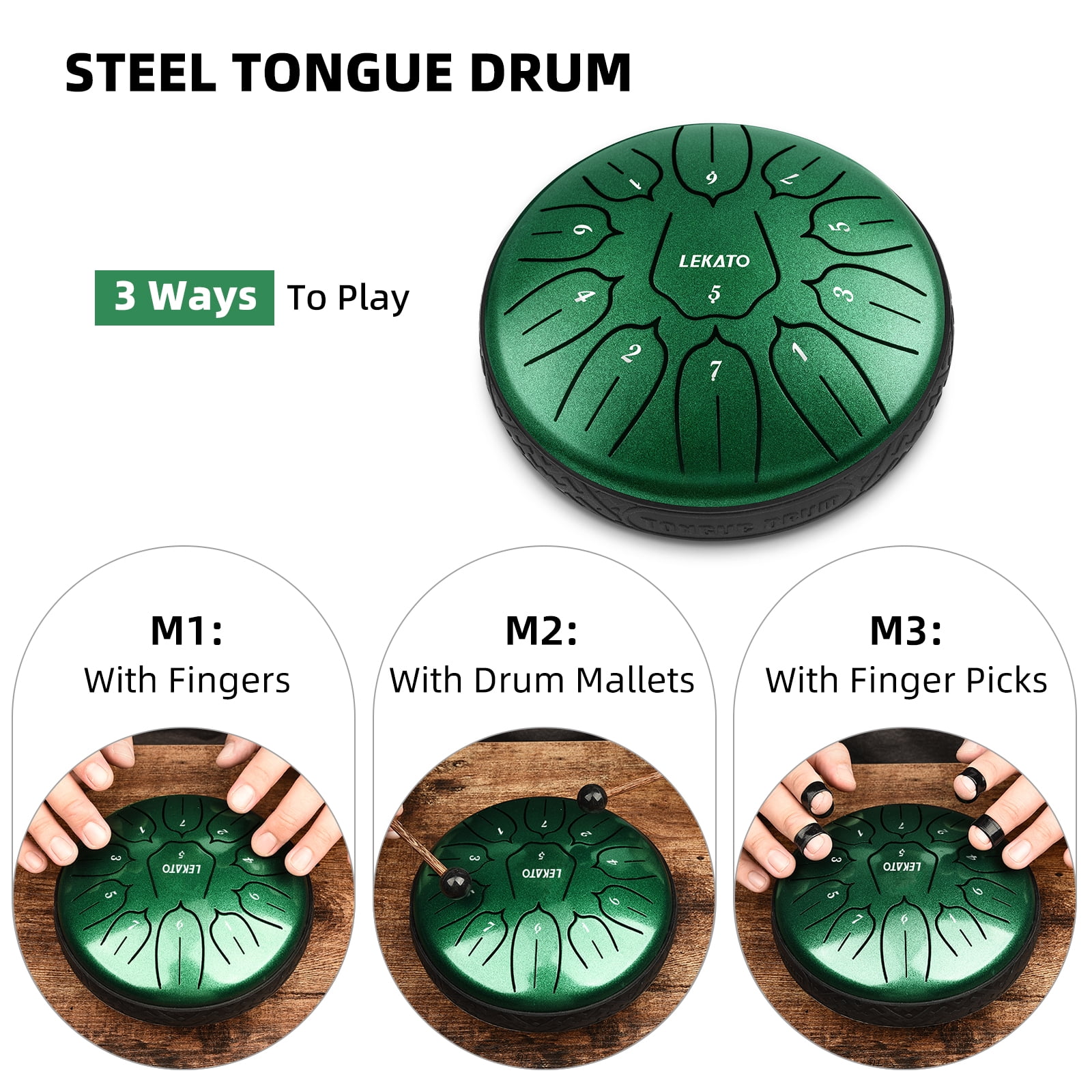 LEKATO Steel Tongue Drum 6 Inch 11 Notes Steel Drum With Bag Beginner Handpan Drum Percussion for Meditation Yoga Musical Education
