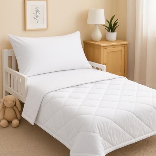 4-Piece Toddler Bedding Set – Soft Microfiber Crib Bedding for Boys & Girls, Includes Comforter, Fitted Sheet, Flat Sheet & Envelope Pillowcase – Breathable, Wrinkle Resistant