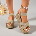 thumbnail image 4 of ssuyfkrb Wedge Sandals,Platform Sandals Women,Womens Shoes Sandals,Open Toe,Peep Toe,Vacation,Casual,Khaki,Free Size, 4 of 10