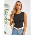 thumbnail image 2 of DEMOTIME Women's Tank Tops Crew Neck Casual Summer Sleeveless Basic Shirts Black Medium, 2 of 8