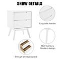 thumbnail image 4 of Bikahom NS1003WB Mid-Century Two Drawer Night Stand, White, 4 of 11