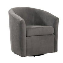 Odessa Barrel Style Swivel Accent chair in Ash Gray Performance Fabric