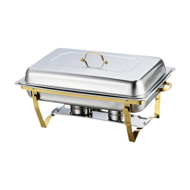 Calentadores de alimentos, plato de frotamiento, juego de calentadores para Buffet, bandeja de combustible, calentadores rectangulares, servidores y tres rejillas