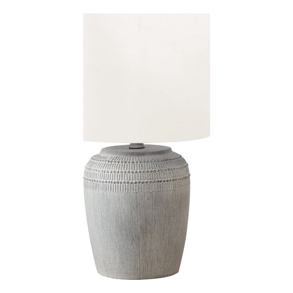 Lighting - 17"H Table Lamp - Grey Ceramic - Ivory Shade