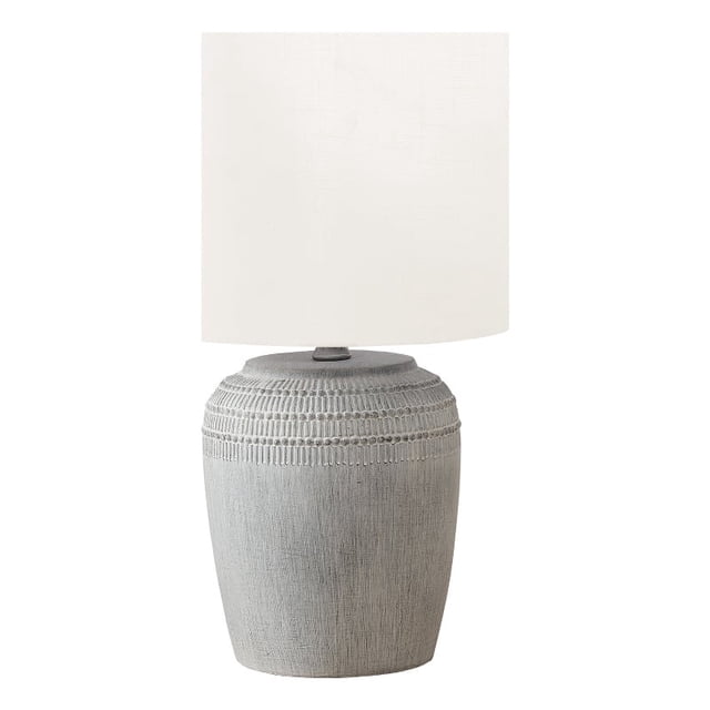 Lighting - 17"H Table Lamp - Grey Ceramic - Ivory Shade