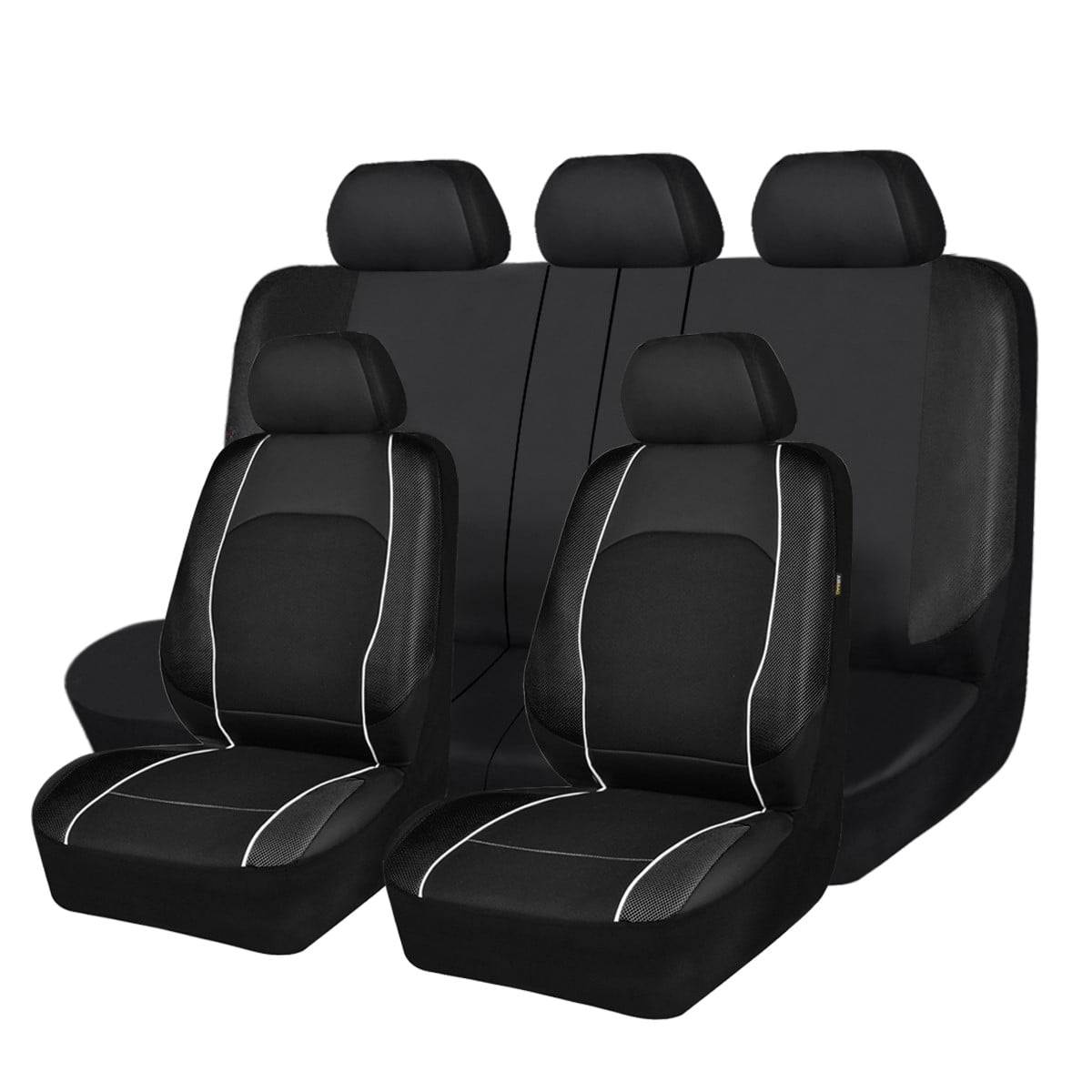 Full Leather Seat Covers Set Gray Black For Auto Car SUV Van Universal w// Gift