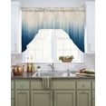 thumbnail image 2 of Blue Ombre Stripe Kitchen Curtains Swag Valance for Windows/Bathroom/Cafe, Abstract Art Modern Gradient Beige Rod Pocket Drape Panel Swag Curtain Valance for Bedroom/Living Room 55''x36'', 2 of 6