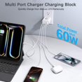 thumbnail image 3 of Bloque de carga rápida Blechmeki, 60 W, USB C, 4 puertos, carga rápida, paquete de 2, 3 of 7