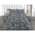 thumbnail image 2 of Ambesonne Leafy Design Quilted Coverlet 3 Pcs, Soft Colors Leaves, King Size, Pale Azure Blue Dimgray, 2 of 4