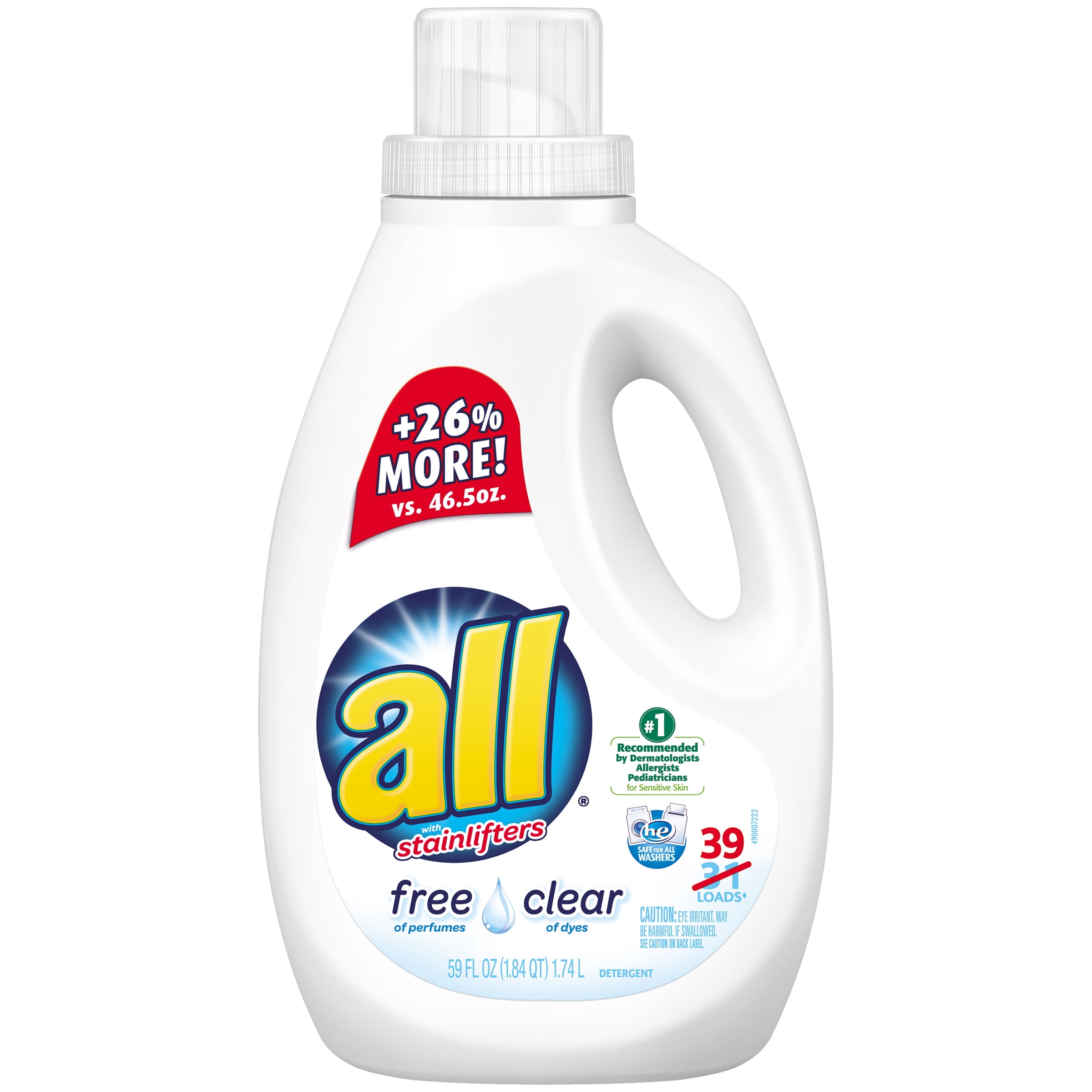All free clear laundry detergent 39 loads 59 fl oz bottle walmart