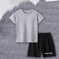 thumbnail image 6 of UACY 2 Pack Boys 2 Piece Summer Outfits Sweatsuit Kids Athletic Short Sleeve T-Shirts Workout Shorts Tracksuits Clothing Set (Grey, 7-8 Years), 6 of 9