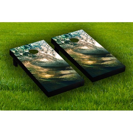 Ocean Wave Cornhole Board Wraps Laminated Sticker Set Skin Decal