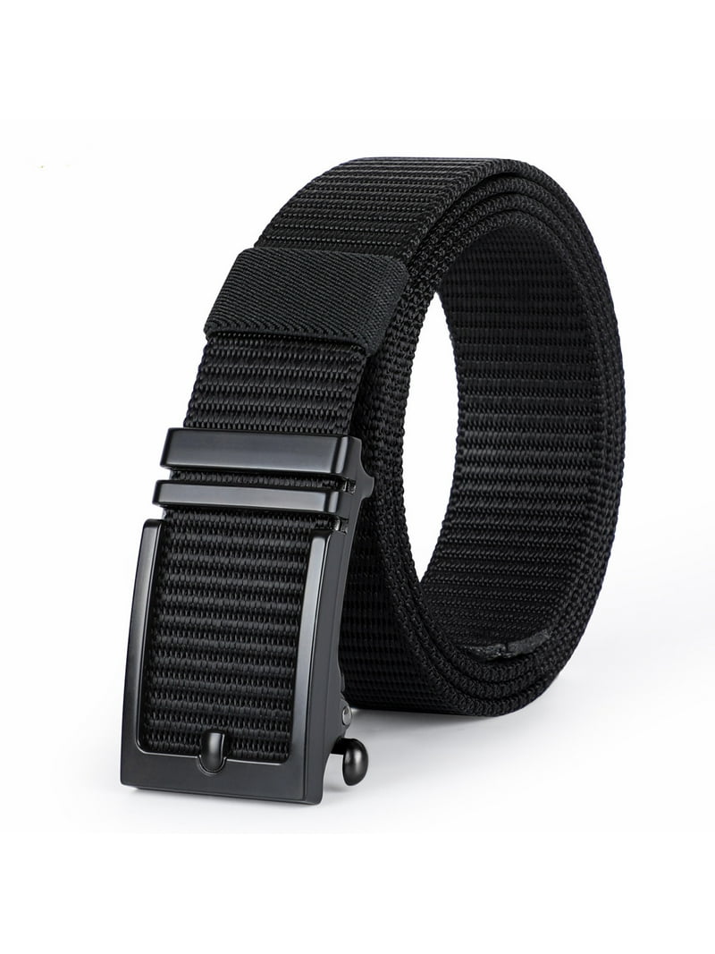 JASGOOD Belts for Men, Golf Nylon Web Black Men Adjustable for Jeans -