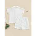 thumbnail image 4 of GXFC Toddler Baby Boys Summer Solid Shorts Outfits Kids Boys Short Sleeve Button Turn-Down Collar T Shirt Tops with Pocket and Short Pants Set Casual Clothes 2Pcs 6M-4T, 4 of 9